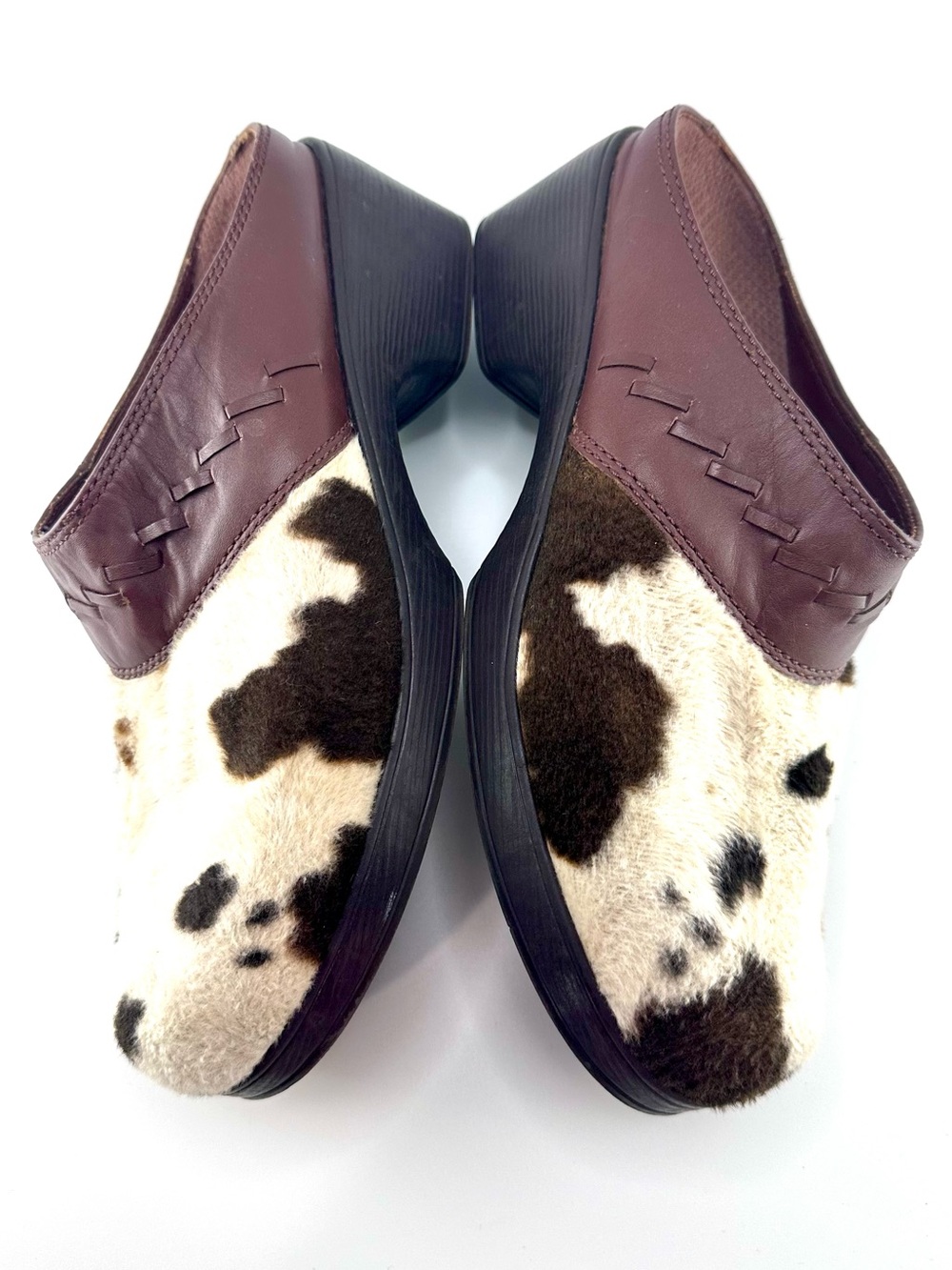 Dingo Cow Print Calf Hair Leather Clogs Mules Size 7.5 M Style DI02216 - Picture 5 of 8